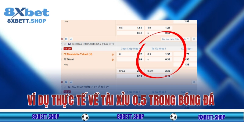 Ví dụ thực tế về tài xỉu 0.5 8xbet trong bóng đá